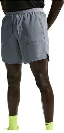 Nike 7 Dri-FIT Stride 2-in-1 Shorts Mens Workout Smoke Grey/Reflective Silver : 2XL 7, Polyester/Spandex