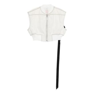 Rick Owens Vests, female, White, Size: XS Cropped Baseball-Collar Vest