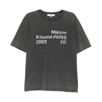 Maison Kitsun&eacute; T-Shirts, male, Black, Size: M Maison Kitsune T-shirts and Polos Black