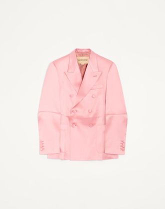 Valentino Valentino Double-Breasted Jacket In Double-Face Duchesse Silk With Pressed Crease