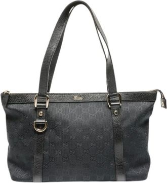 Gucci Pre-owned Tote Bags, female, Black, Size: ONE SIZE Pre-owned Canvas Tote Bag