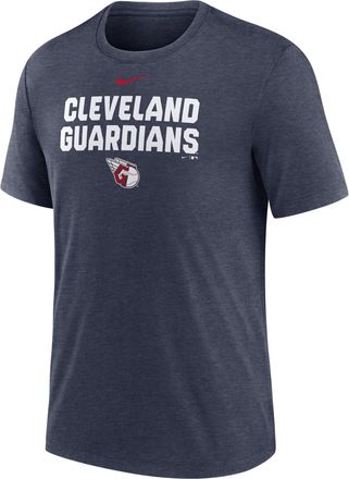 Nike Cleveland Guardians Stacked Nike Mens MLB T-Shirt in Blue | NJFDEX52GUA-NKP