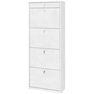 OEM Zapatero Con Cuatro Puertas Y Un Caj&oacute;n Superior En Ossido White 63x29x H164 Cm