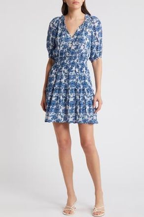 Rails Fiorella Floral Smocked Dress in Chambray Floral at Nordstrom Rack, Size Xx-Small