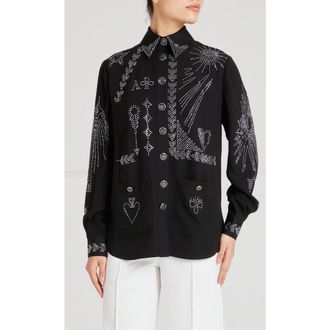 Temperley London Villanelle Shirt Jacket in Black at Nordstrom, Size 6