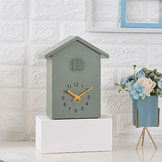 OEM Reloj De Pared Con Forma De Casita Para P&aacute;jaros, Estilo Escandinavo, Abs, Silencioso, Verde, Con Salida De Voz, Para Oficina, Dormitorio, Sala De Esta