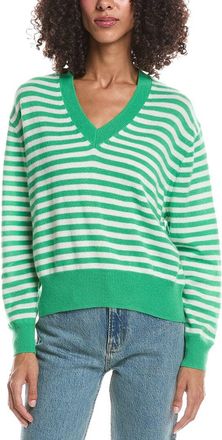 Brodie Beach Stripe V-Neck Cashmere Sweater