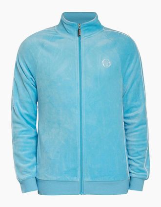 Sergio Tacchini Mens Sergio Tacchini Tasso Velour Track Top Jacket Baltic Sea/White - Blue - Size: XXL