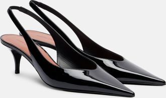 Amina Muaddi Anok 55 patent leather slingback pumps