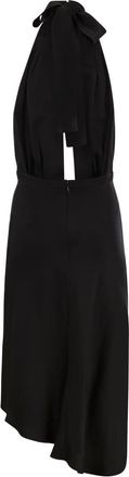 Elisabetta Franchi Womens Satin Midi Dress With Asymmetric Skirt - Black - Size EU 44 (Womens)
