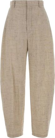 Moschino Beige Loose Fitting Textured Viscose Cropped Pants
