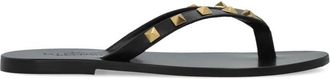 Valentino Garavani Schoenen, Dames, Zwart, 38 EU, Leer, Rockstud Slide