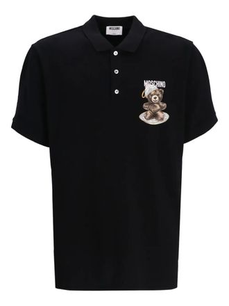 Moschino teddy-print polo shirt - Blue