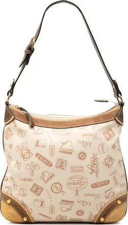 Loewe Pre-owned Loewe 160th Anniversary Suede Trimmed Canvas Shoulder Bag Ladies D1ZBODYC8AP8ZY2G