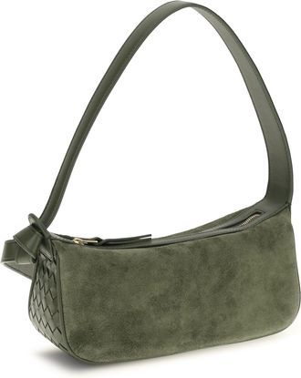 Bottega Veneta Womens Shoulder Bag Nodo Green Tweed-Gold Calf Leather (bos Taurus) Tweed/gold