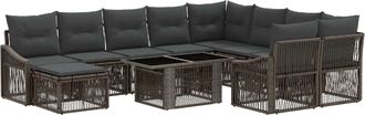 vidaXL Conjunto De Sof&aacute;s De Jard&iacute;n 11 Uds. Gris Y Gris Oscuro Vidaxl