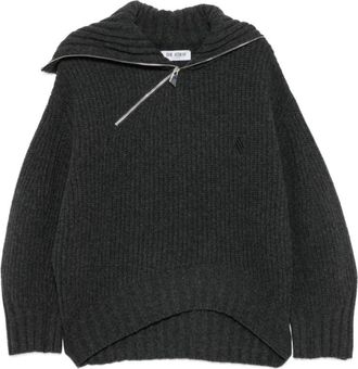 The Attico Asymmetrische coltrui met rits - Dames - Coltruien - Grijs - S - Truien & Vesten