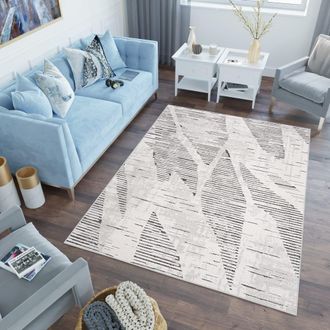 Tapiso Alfombra de polipropileno en crema, negro y gris 80x150 cm
