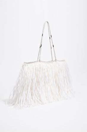 Bimba & Lola Large Raffia-Effect Shopper Bag in White at Nordstrom