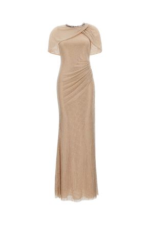 Self Portrait Champagne Rhinestone Maxi Dress