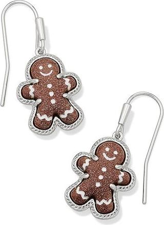 Kendra Scott Gingerbread Drop Womens Earrings Earring Silver Brown Goldstone, Brass