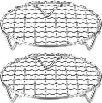 OEM 2 Piezas De Rejilla Redonda De Acero Inoxidable 304 De 5 Pulgadas Con Alambre Transversal Y Patas De 20 Mm Para Cocinar, Hornear, Unir Y Asar