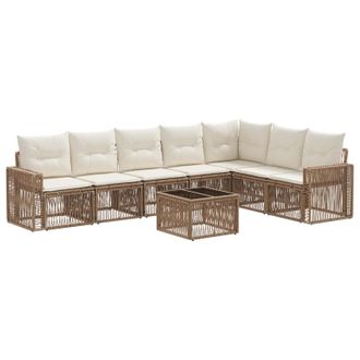 vidaXL Conjunto De Sof&aacute;s De Jard&iacute;n 8 Pcs Beige Y Blanco Crema Vidaxl