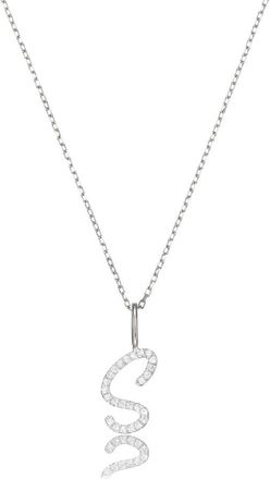 Lily & Roo Silver Diamond Style Curve Initial Letter Necklace