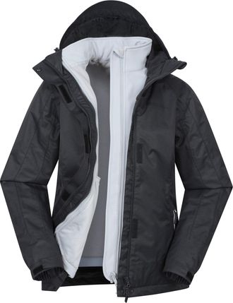 Mountain Warehouse Bracken Womens Melange 3 in 1 Jacket Waterproof Hooded Full Zip Winter Coat Black