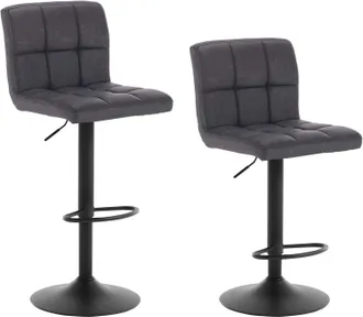 Woltu 2pz Sgabelli Da Bar Ecopelle Vintage Sedia Per Cucina Girevole Regolabile Antracite - Woltu