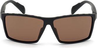 adidas 63mm Rectangular Sunglasses in Matte Black /Brown Lenses at Nordstrom