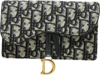 Dior Pre-owned Saddle Oblique Canvas Shoulder Bag - Dames - Vintage Heuptassen - Blauw - ONE Size - Leer - Vintage