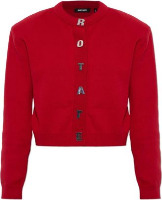Rotate Katoenen Cardigan Met Schoudervullingen - Dames - Vesten - Rood - L - Katoen - Truien & Vesten