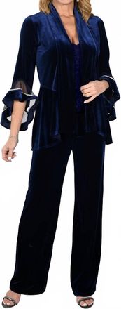 Frank Lyman Design Velvet Embellished Jacket In Dark Navy