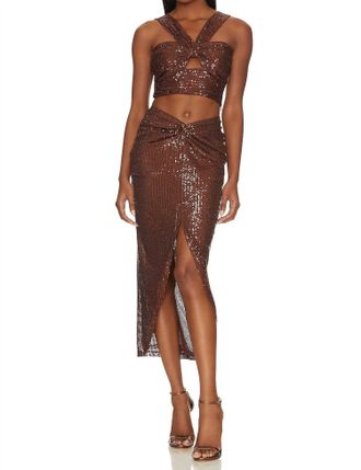 Saylor Iryna Dress Set In Espresso