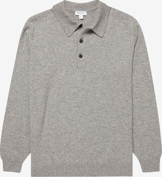 Sunspel Kaschmir-Polo-Pullover mit langen Ärmeln