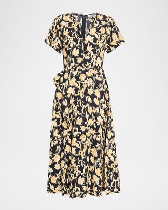 Ulla Johnson Nadya Short-Sleeve Floral Midi Dress