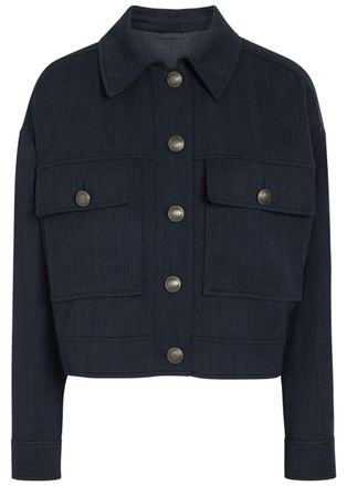 Brunello Cucinelli Herringbone Stretch-wool Jacket - Navy - 42 (UK10 / S)
