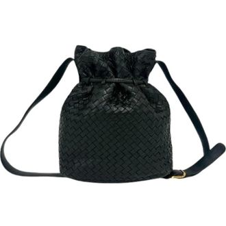 Bottega Veneta Pre-owned Bucket Bags, female, Black, Size: ONE SIZE Pre-owned Intrecciato Leather Shoulder Bag