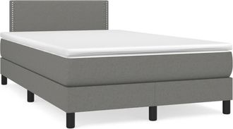 vidaXL Vidaxl - Cama Box Spring Con Colch&oacute;n Y Led Tela Marr&oacute;n Oscuro 120x190 Cm