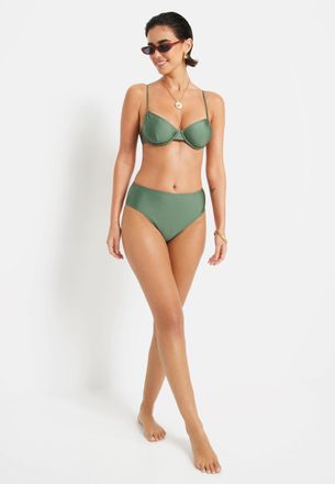 Lascana B&uuml;gel-Bikini-Top LSCN BY LASCANA Nele, Damen, Gr. 34, Cup B, gr&uuml;n (olive), Polyamid, leicht gl&auml;nzend, unifarben, Bikini-Oberteile B&uuml;gel-Bikini-Top, mi