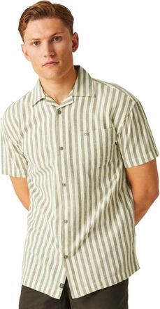 Regatta Mens Shorebay II Short Sleeve Shirt, XXL, Fauna/Antique White Stripe (Cotton, UV30+ Protection)
