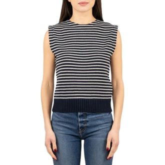 Max Mara Round-neck Knitwear, female, Blue, Size: S Landa Gilet