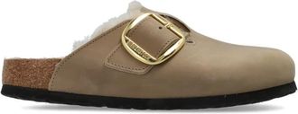 Birkenstock Boston Big Buckle Shearling Narrow Fit - Dames - Slip ons - Beige - 42 EU - Leer - Schoenen