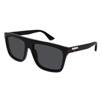 Gucci Rechthoekige Zonnebril - Heren - Zonnebrillen - Zwart - 59 MM - Accessoires