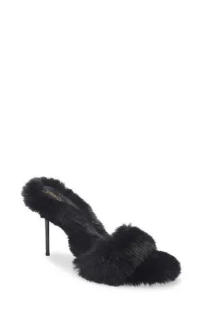 Jeffrey Campbell Big Mama Faux Fur Sandal in Black at Nordstrom Rack, Size 5.5