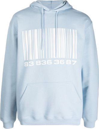 VTMNTS Big Barcode cotton-blend hoodie - men - Cotton/Polyester - M - Blue