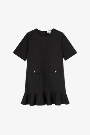 Ganni Black Stretch Cotton Mini Dress - Size 10/12 Organic