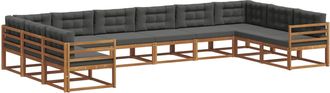 vidaXL Conjunto De Sof&aacute;s De Exterior 10 Uds. Natural Y Antracita Vidaxl