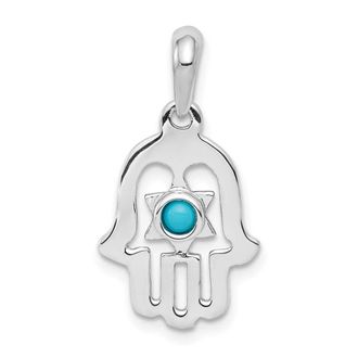 Diamond2Deal 14k White Gold Turquoise Chamseh Pendant